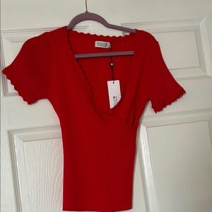 Molly Bracken  Women's Bright Orange RedRibbed Top